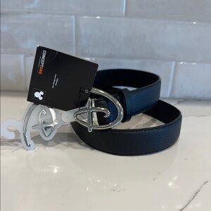 Black Disney-Inspired Belt with “D” Clasp